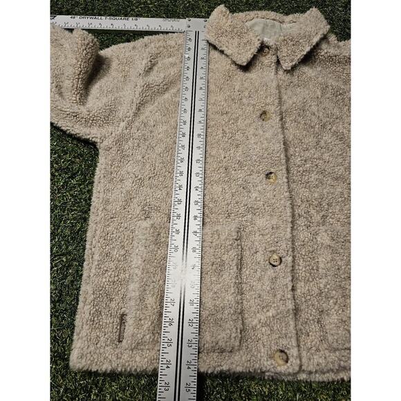 Columbia Women's Beige Sherpa Fleece Jacket Size M Made in USA Casual Vintage - Picture 6 of 7